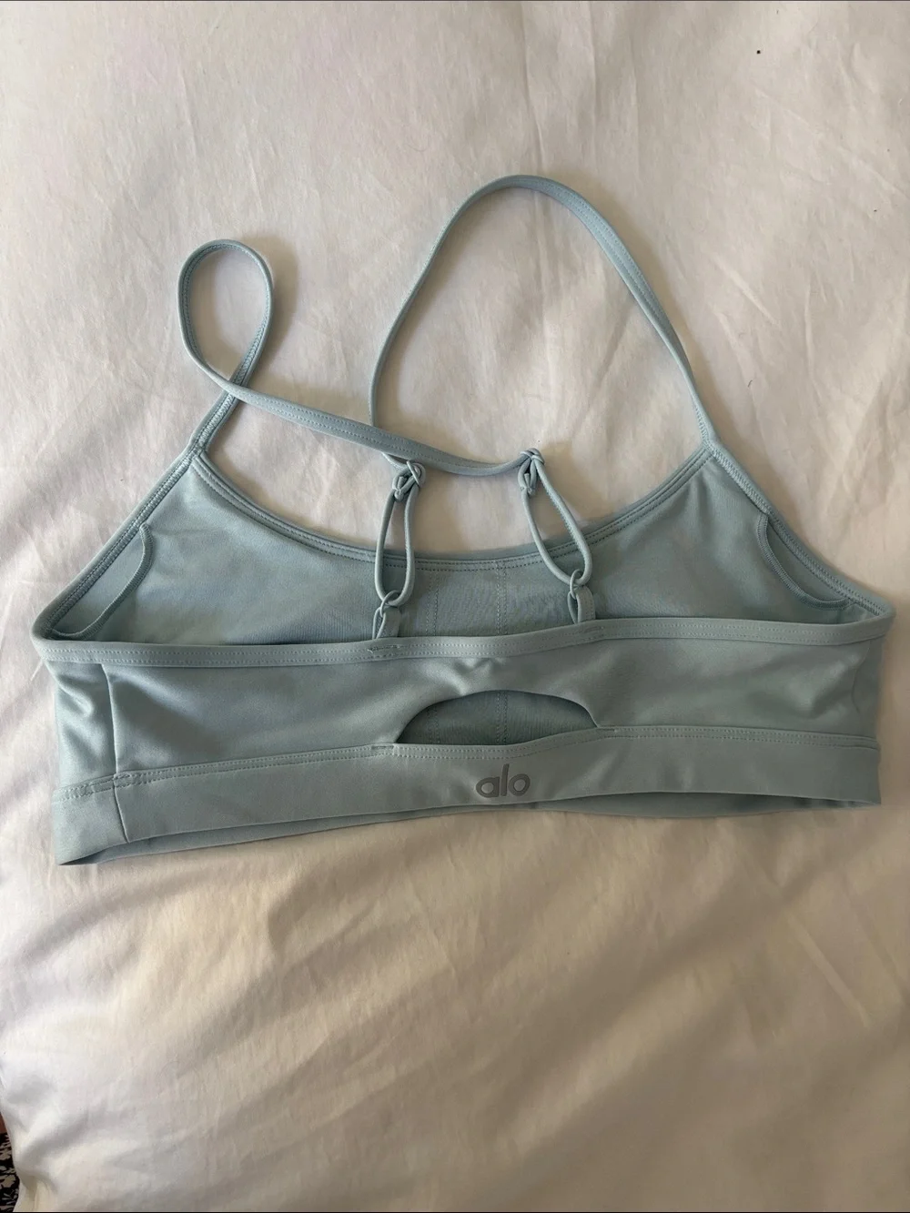 ALO Yoga Light Blue Strappy Sports Bra